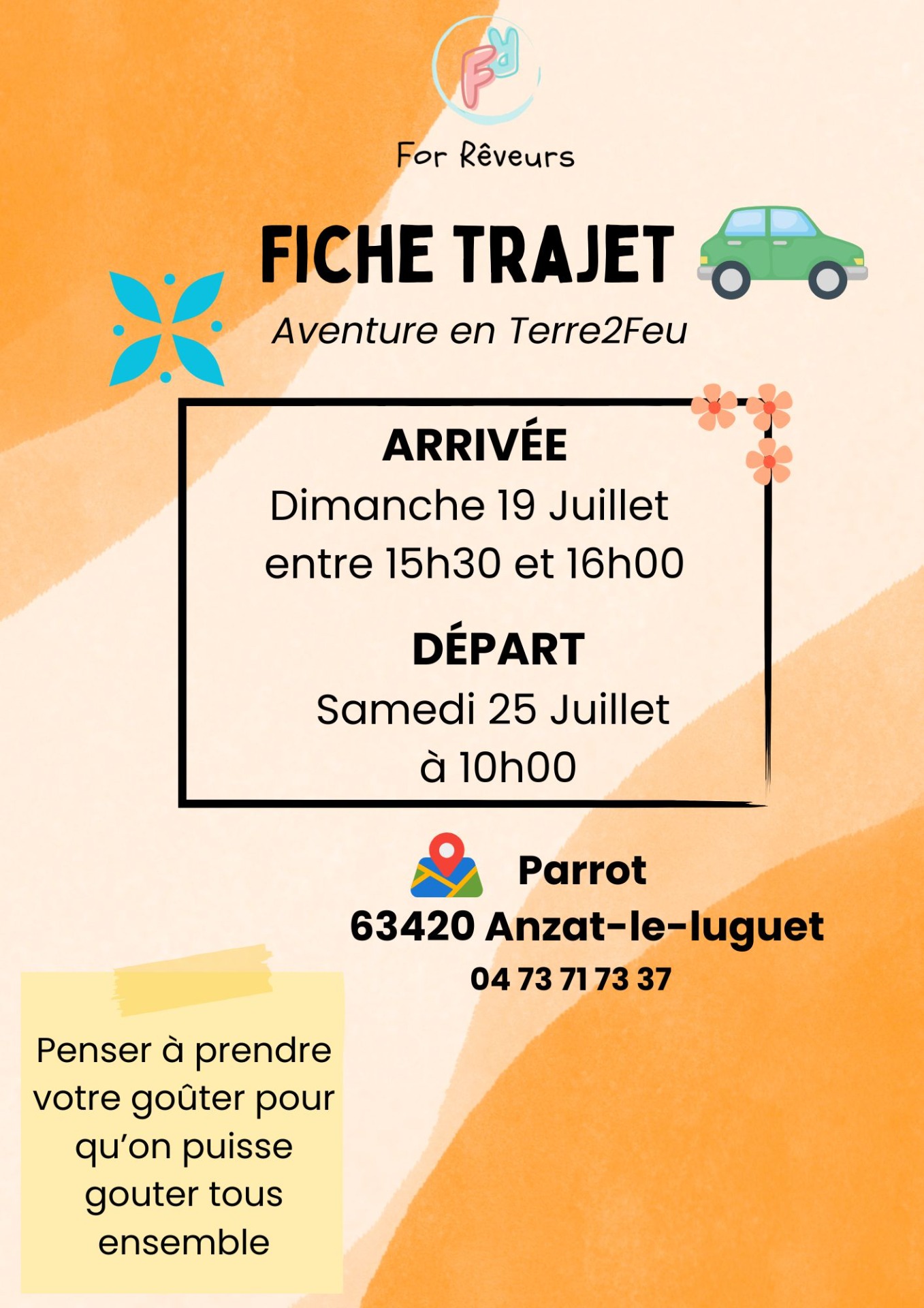 FICHE TRAJET - AVENTURE EN TERRE DE FEU